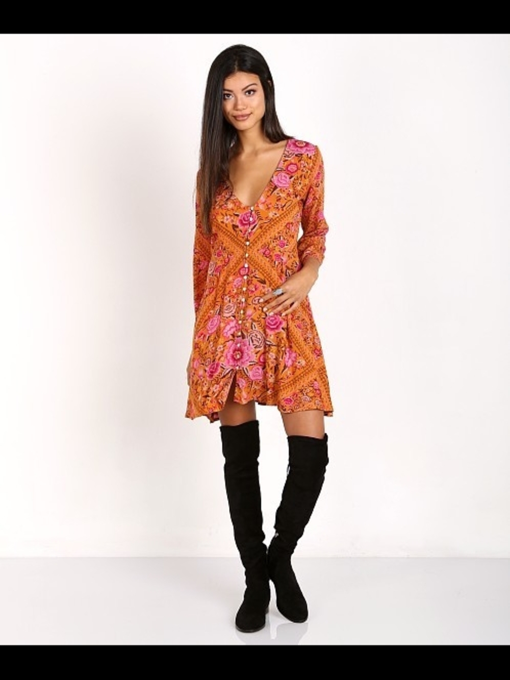 The Spell & The Gypsy Collective Babushka Playdress in the Amber (orange/pink)